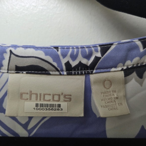 Chico's 0 Blue Mixed Print Tunic Blouse Womens Small Kimono - Picture 2 of 6